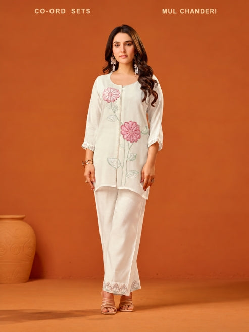 Designer Ethnic Outfit Set For Women | Co-Ord Set With Floral Embroidery Work