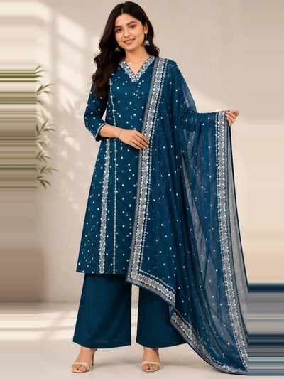 Jaipuri Pure Cotton 3 Piece Suit Set for Women