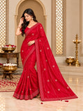 Premium Designer Embroidered Organza Silk Saree