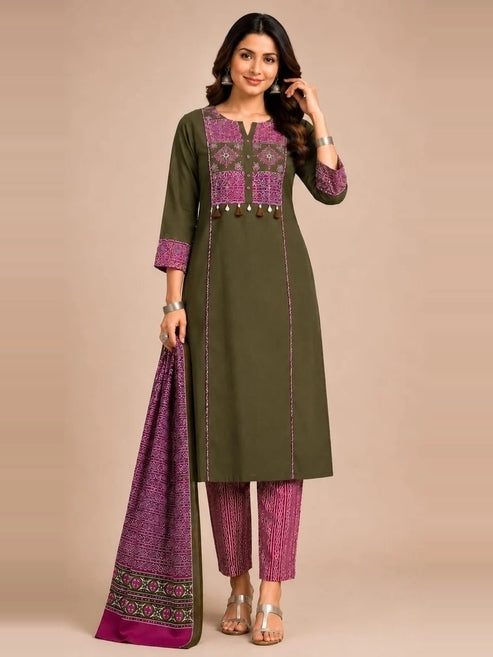 Pure Cotton Ajrakh Print with Tassel Detailing