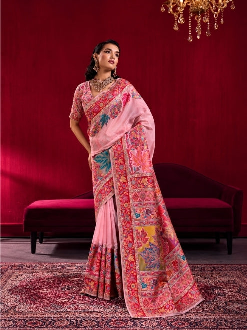 Pure Kashmiri Modal Pashmina Handloom Weaving Saree