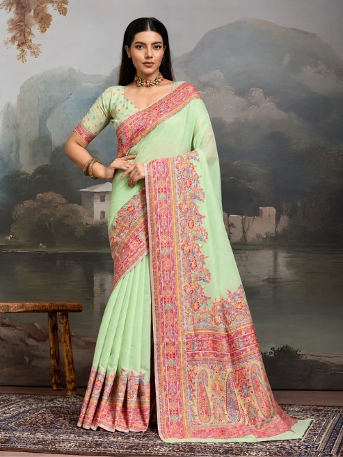 Royal Pashmina Silk Kathpadar Saree For Festive & Wedding Wear