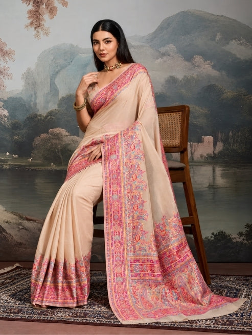Royal Pashmina Silk Kathpadar Saree For Festive & Wedding Wear